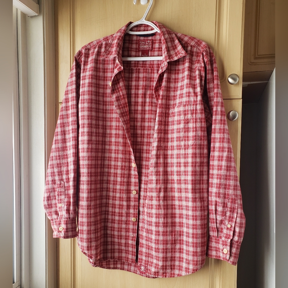 Fossil Brand Cotton Red Plaid Men's Shirt
